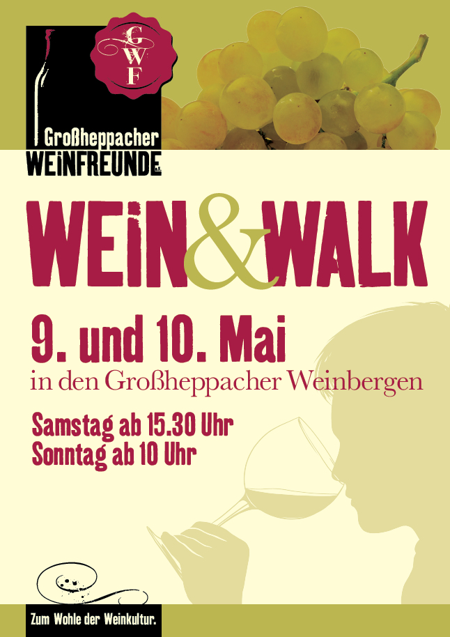 Flyer für Wein & Walk am 09. und 10. Mai 2026 in den Großheppacher Weinbergen